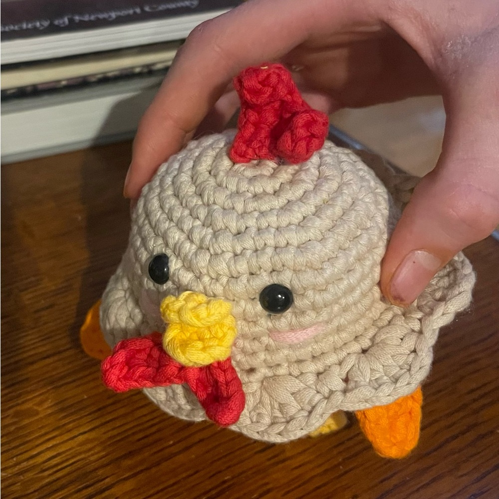 Handmade Cream and Orange Crochet Chick Plush Stuffed Animal - Picture 3 of 5